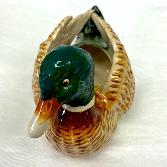 Vintage  10” ceramic mallard duck hand painted large planter Japan - Picture 3 of 10